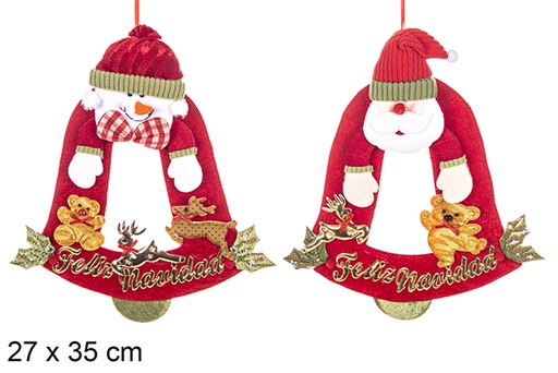 [113443] Decorated Christmas bell pendant 27x35 cm 