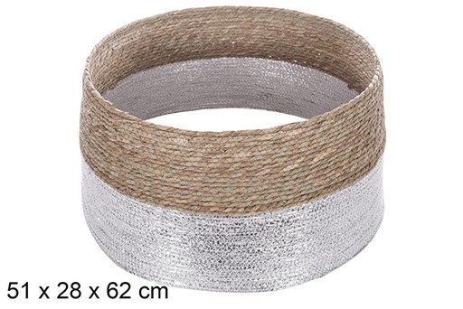 [113923] Seagrass Christmas tree base-silver paper rope 51x28 cm