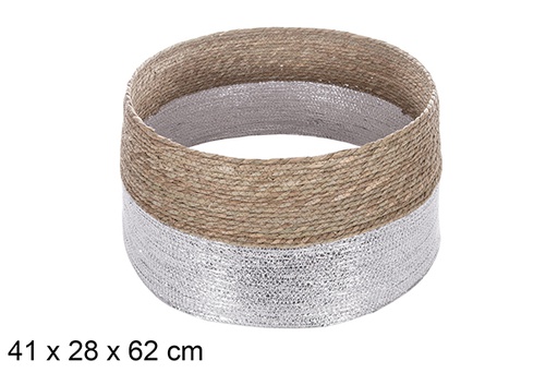[113924] Seagrass Christmas tree base-silver paper rope 41x28 cm