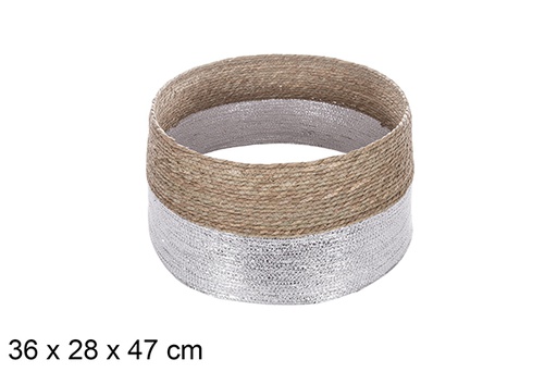 [113925] Seagrass Christmas tree base-silver paper rope 36x28 cm