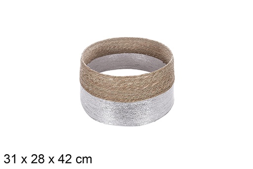 [113926] Seagrass Christmas tree base-silver paper rope 31x28 cm