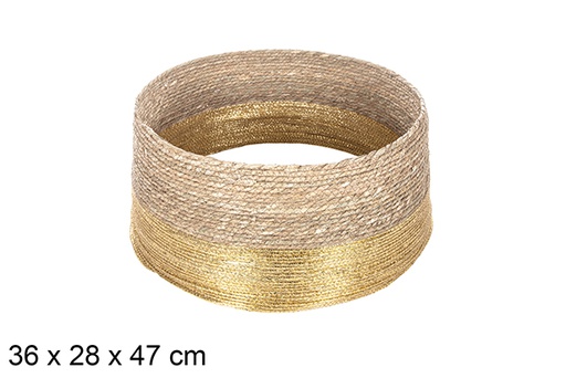 [113929] Seagrass Christmas tree base-golden paper rope 36x28 cm