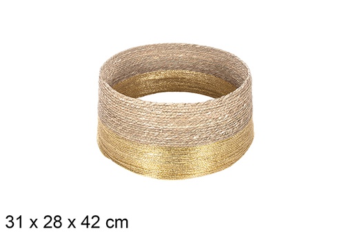 [113930] Seagrass Christmas tree base-golden paper rope 31x28 cm