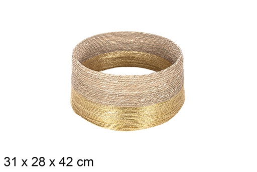 [113930] Seagrass Christmas tree base-golden paper rope 31x28 cm