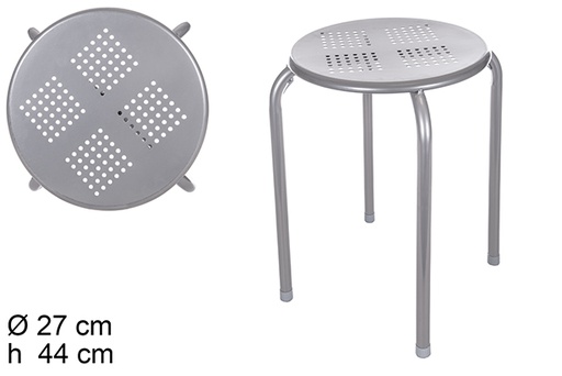 [112104] Taburete metal plateado 27x44 cm