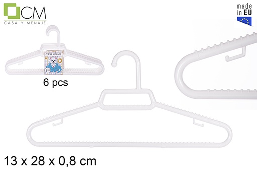 [112297] Pack 6 cabides de plástico branco infantil