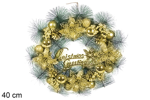 [114122] Gold christmas wreath 40cm 