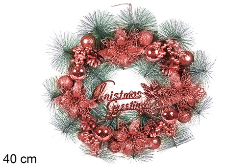 [114123] Red Christmas wreath 40 cm 