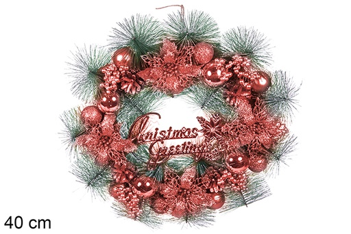 [114123] Red christmas wreath 40cm 
