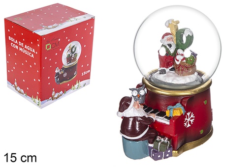 [114138] Christmas water globe with music 15 cm