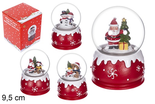 [114147] Luminous Christmas water globe assorted 9,5 cm