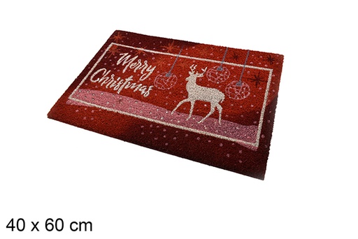[206430] Capacho decorado Merry Christmas com rena vermelha 40x60 cm