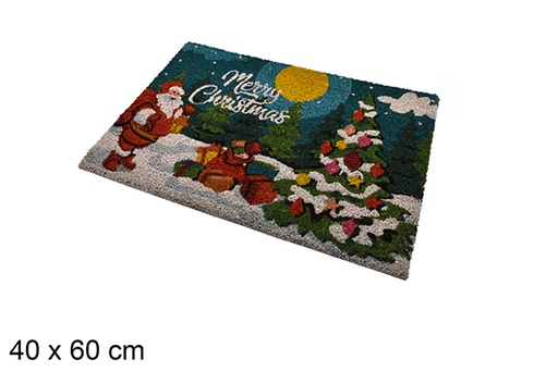 [206432] Christmas doormat decorated with tree and Santa Claus 40x60 cm
