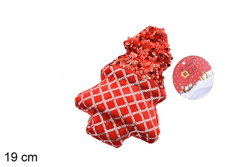 [206508] Ciondolo albero decorato con paillettes rosse 19 cm