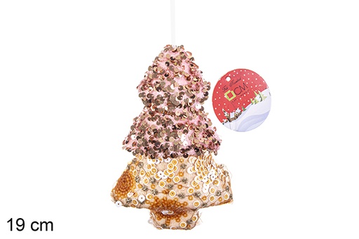 [206513] Pingente árvore decorado com lantejoulas rosa/rosa claro 19 cm