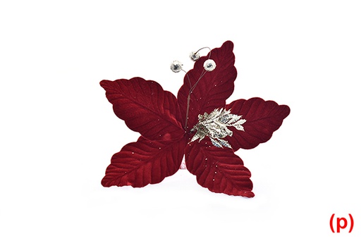 [206525] Christmas flower red short branch