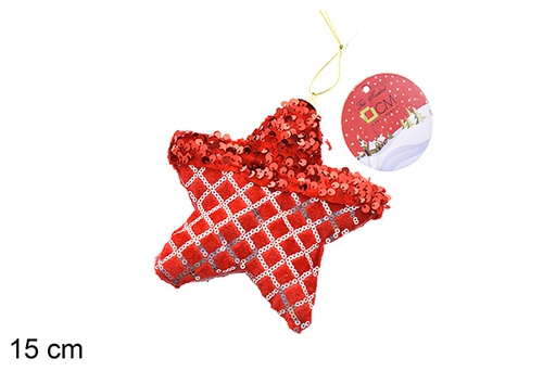 [206551] Colgante estrella decorado lentejuelas rojo 15 cm