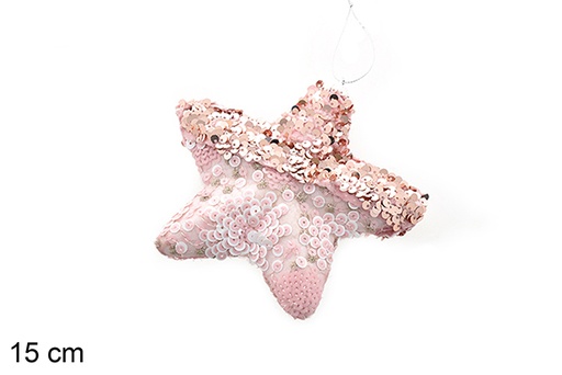 [206556] Colgante estrella decorado lentejuelas rosa/rosa claro 15 cm