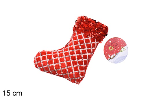 [206564] Pingente bota decorado com lantejoulas vermelhas 15 cm