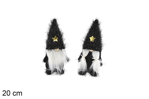 [206925] Duende Navidad negro con estrella oro 20 cm