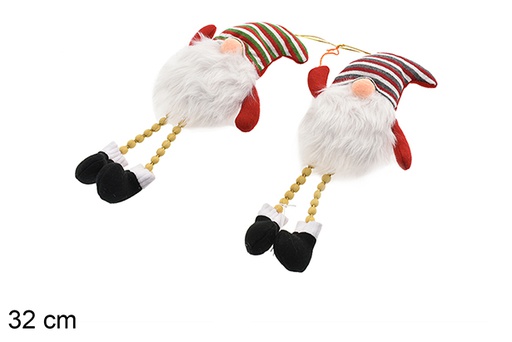 [206961] Lutin de Noël blanc/rouge avec pattes 32 cm