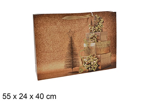 [207012] Sac cadeau décoré d'arbres 55x24 cm