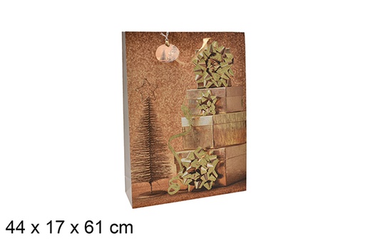 [207013] Saco de presente decorado com árvore 44x17 cm