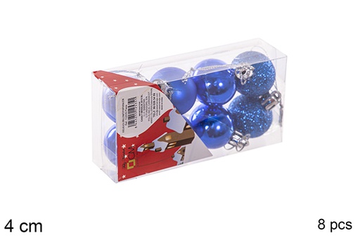 [112535] Pack 8 palline blu lucide/opache/glitterate 4 cm
