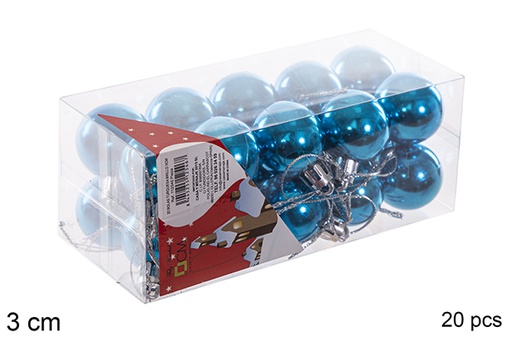 [112546] Pack 20 boules turquoise brillantes 3 cm