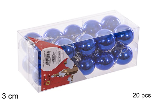 [112547] Pack 20 boules bleues brillantes 3 cm