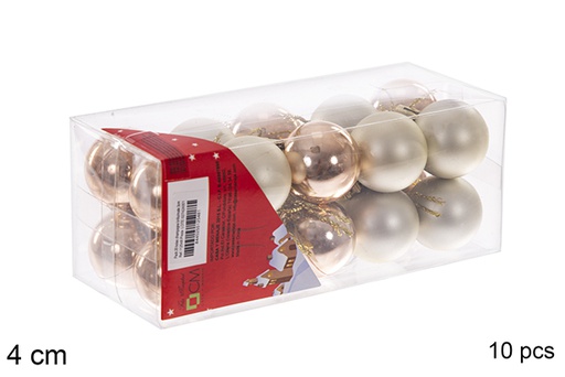 [112548] Pack 20 shiny/matte champagne bauble 4 cm