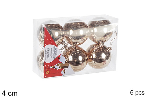 [112552] Pack 6 bolas champagne brillo 4 cm