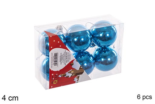 [112554] Pack 6 palline turchese lucide 4 cm