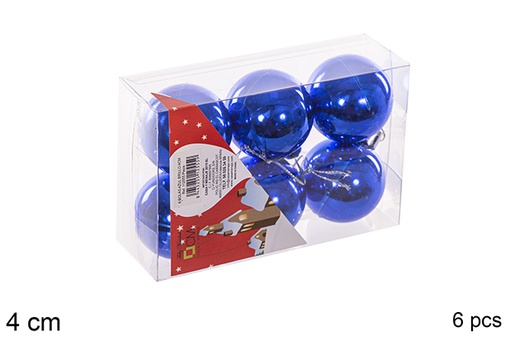 [112555] Pack 6 bolas azuis brilhantes 4 cm