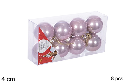 [112561] Pack 8 bolas oro rosa brillo 4 cm