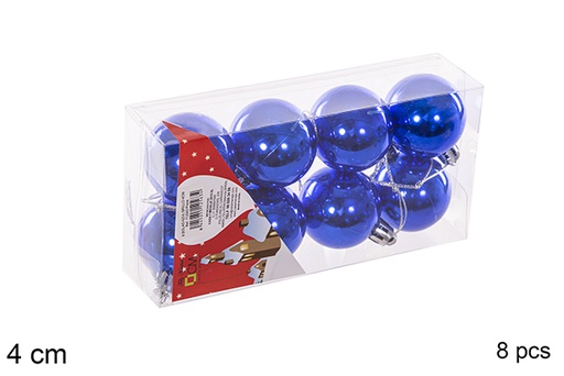 [112563] 8 boules bleues brillantes 4cm