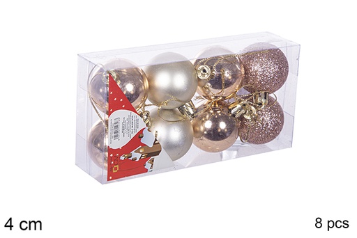 [112564] Pack 8 bolas champanhe brilhantes/foscas  4 cm