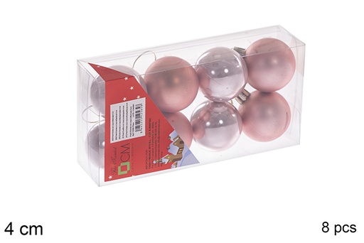 [112565] Pack 8 boules or rose brillantes/mates  4 cm