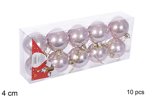 [112569] Pack 10 boules or rose brillantes 4 cm