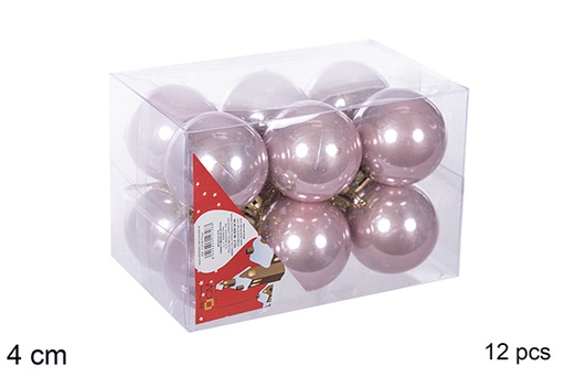 [112577] Pack 12 bolas rosa ouro brilhantes 4 cm