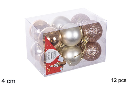 [112580] Pack 12 shiny/matte/glitter champagne bauble 4 cm