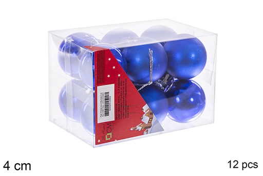 [112583] Pack 12 shiny/matte blue bauble 4 cm