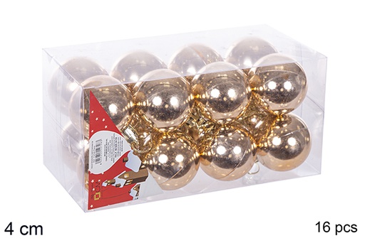[112584] Pack 16 palline champagne lucide 4 cm