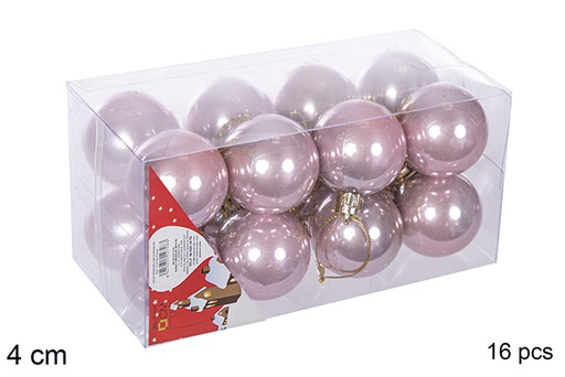 [112585] Pack 16 boules or rose brillantes 4 cm