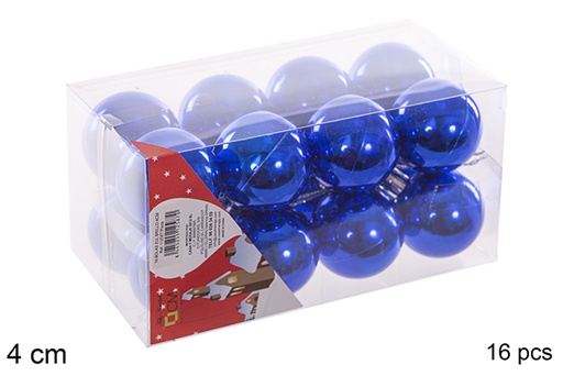 [112587] Pack 16 boules bleues brillantes 4 cm