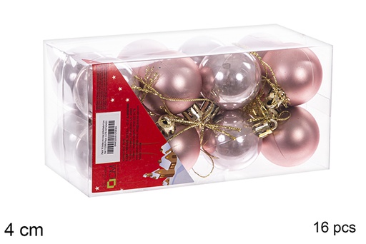 [112589] Pack 16 shiny/matte rose gold balls 4 cm