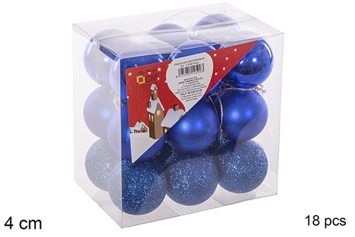 [112599] Pack 18 shiny/matte/glitter blue bauble 4 cm