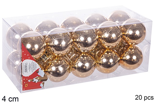 [112600] Pack 20 boules brillantes champagne 4 cm