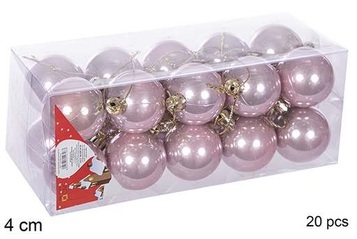 [112601] Pack 20 bolas ouro rosa brilhantes 4 cm