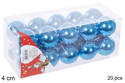 [112602] Pack 20 boules turquoise brillantes 4 cm